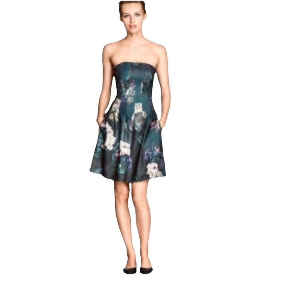 H&M Corset Dress Sz 6 Or Small Forest Green Strapless Elegant